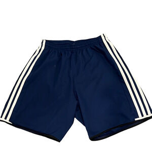 adidas Boy’s Dark Blue Athletic Shorts with White Stripes - S